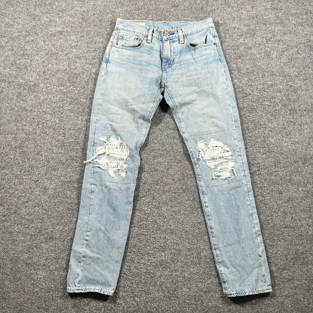 Levi's Jeans Womens Size 29 Light Wash Blue Straight Leg High Waisted Distressed